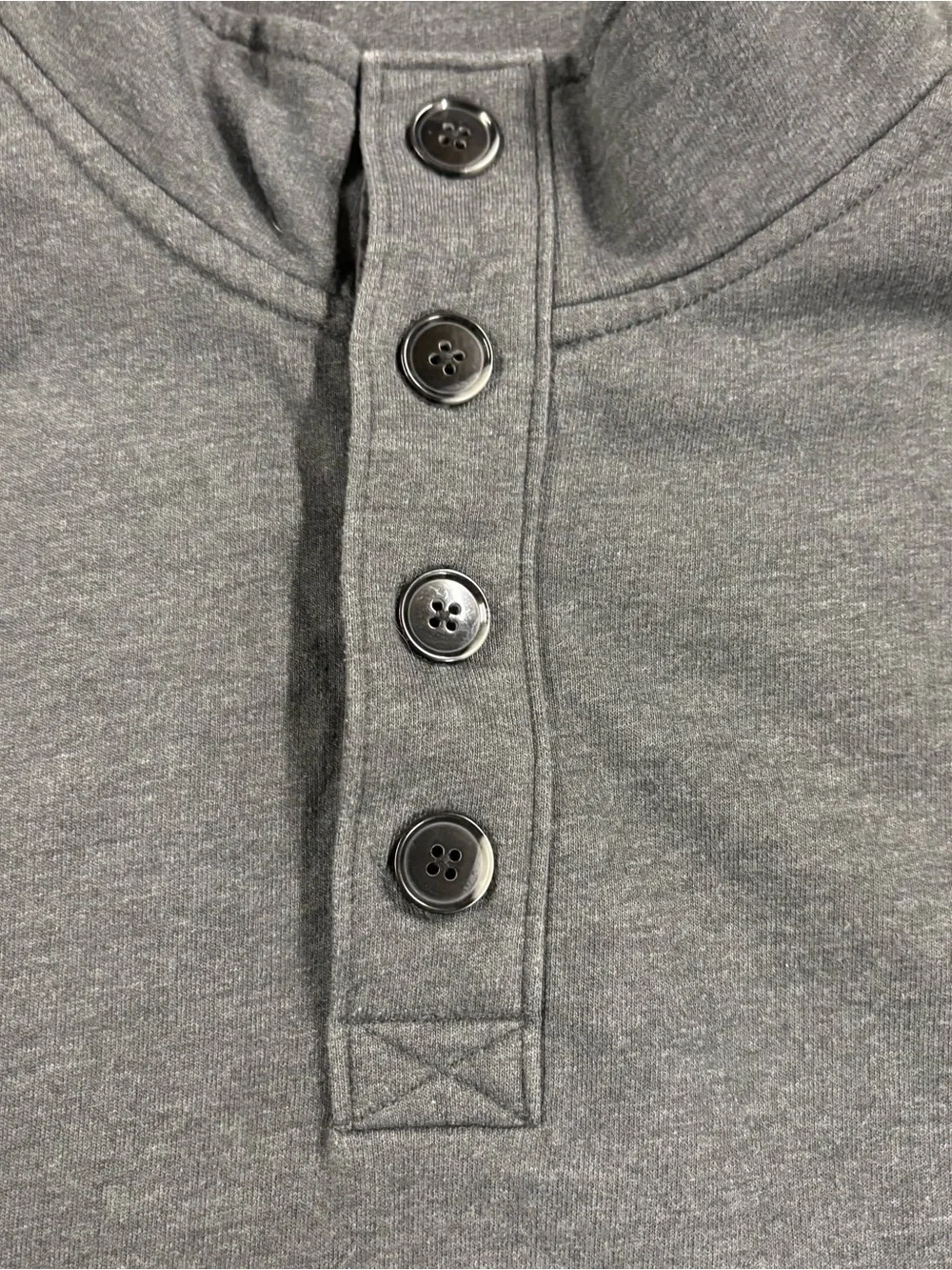 J. Crew Flee e Men's Button-Placket Mock Neck Long-Sleeve Shirt - Charcoal